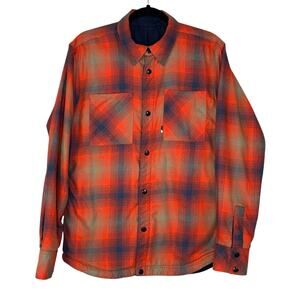 The North Face Men’s Jacket Reversible Plaid Flannel Insulated Blue Orange Sz S